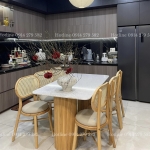 Bàn ăn 6 ghế thonet mặt đá kim sa